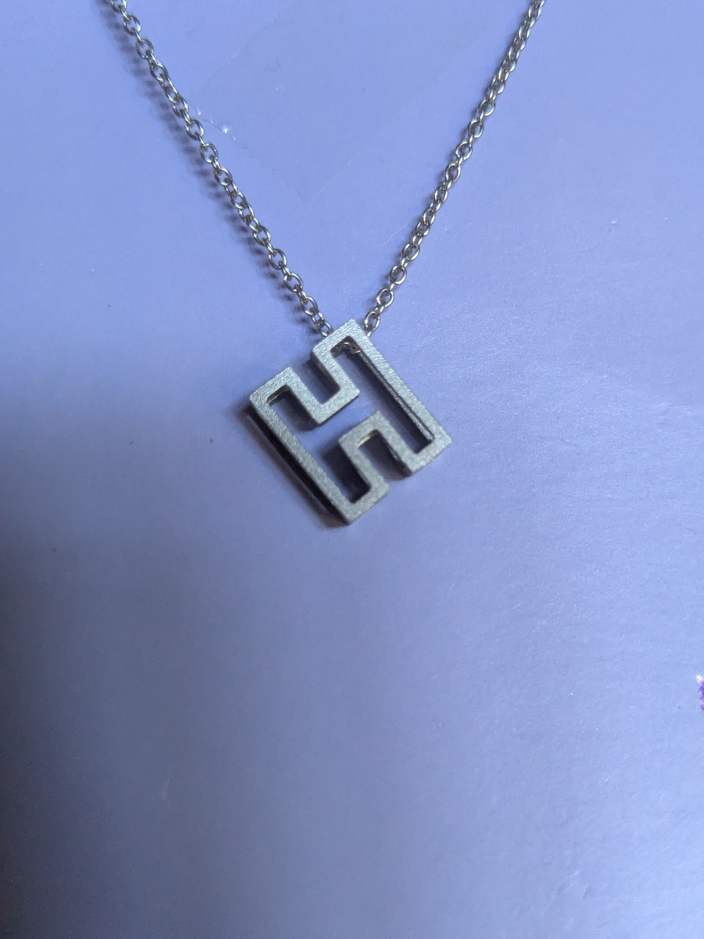 Silver Geometric Pendant Letter "H" Necklace